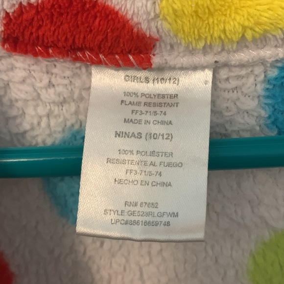 Girls bathrobe white with colored polka dots and has pockets - Picture 3 of 5